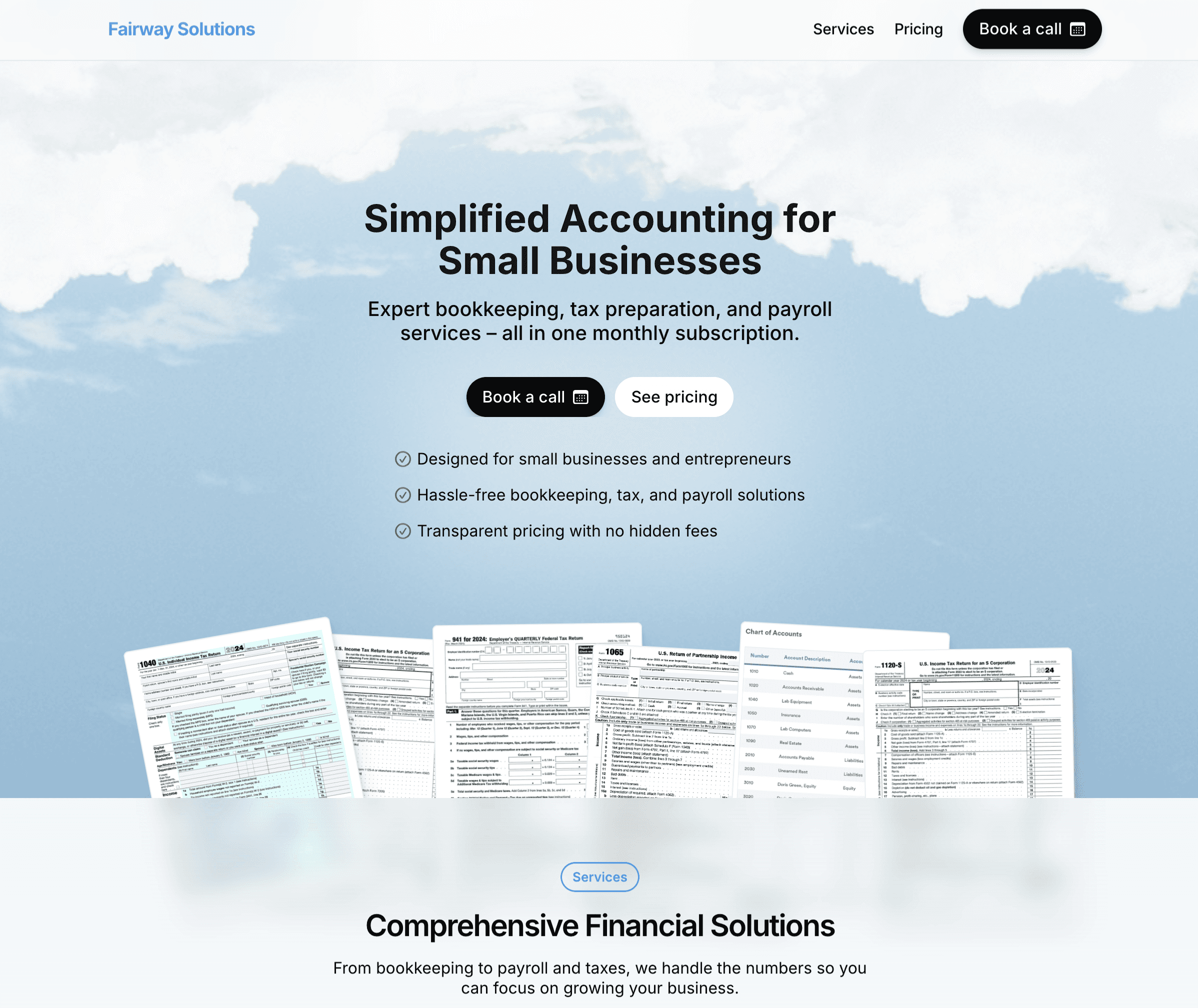 Fairway Solutions Landing page