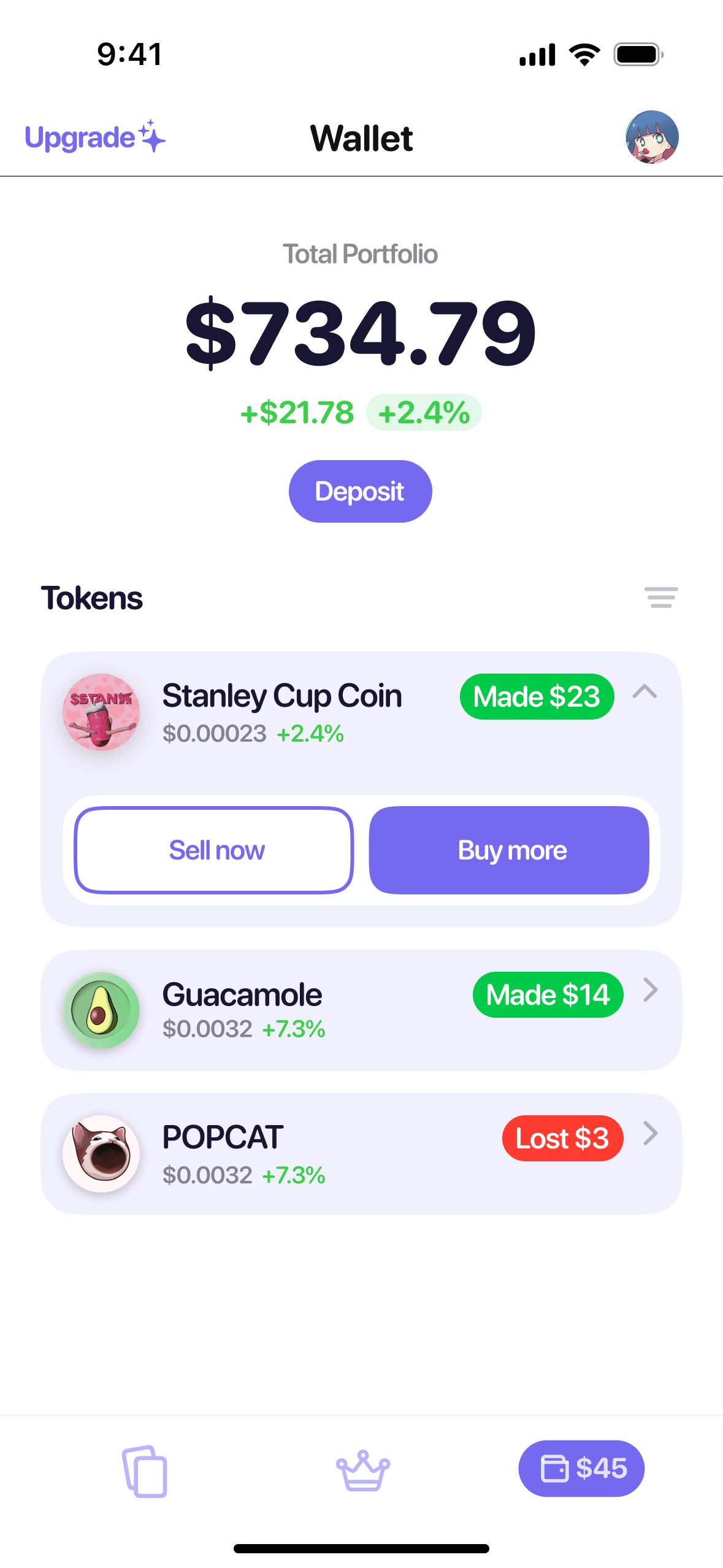 App screens