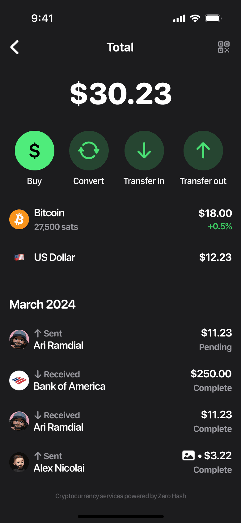 App screens